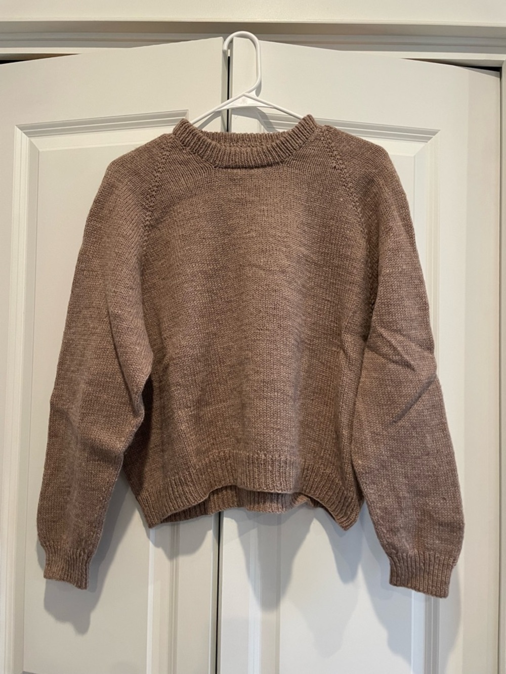 Hand knit Women's 100% wool Brown Sweater